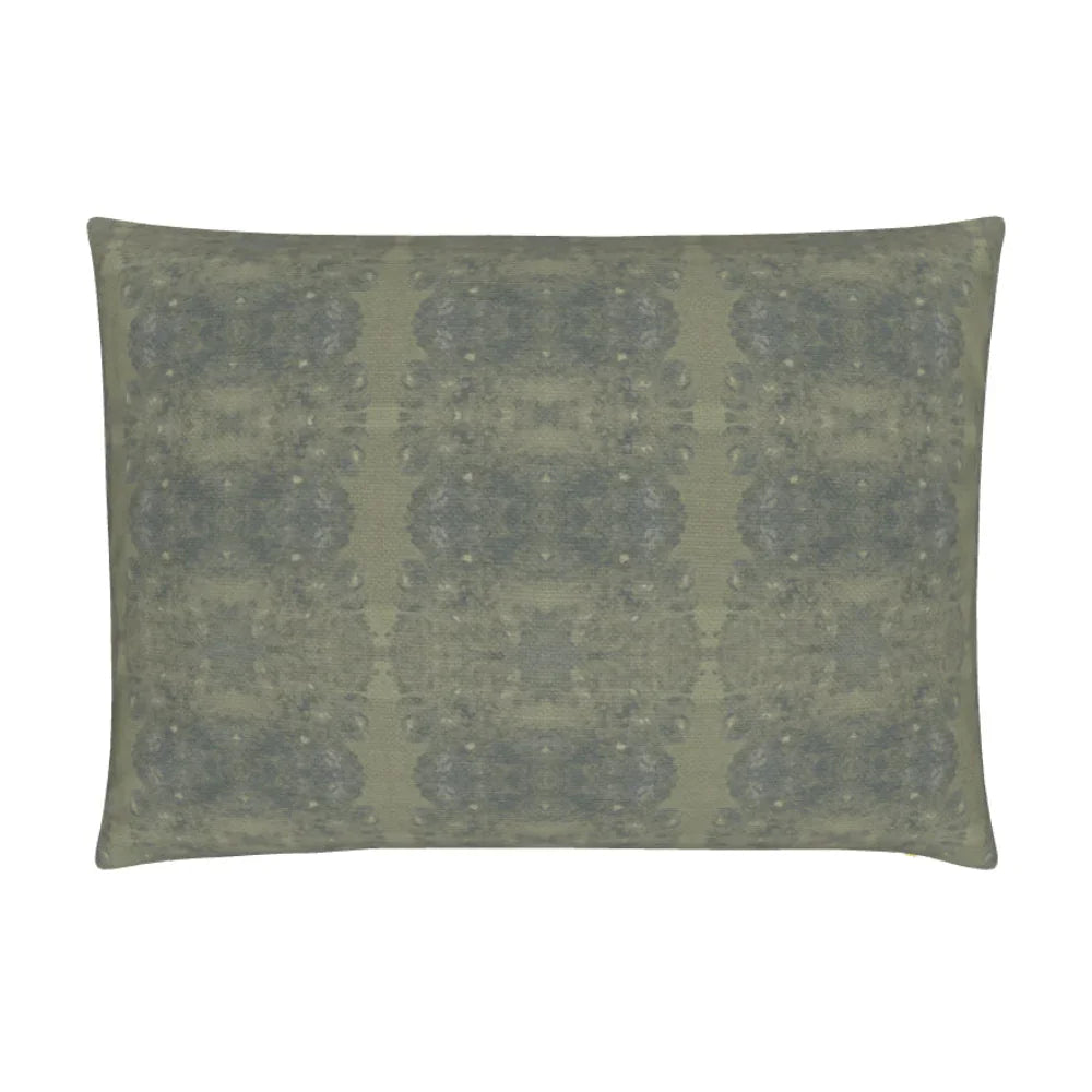 Centerpiece Rosemary luxury pillow featuring an abstract floral pattern in soft green tones, handcrafted in England for layered living rooms, bedrooms, and designer-curated interiors.