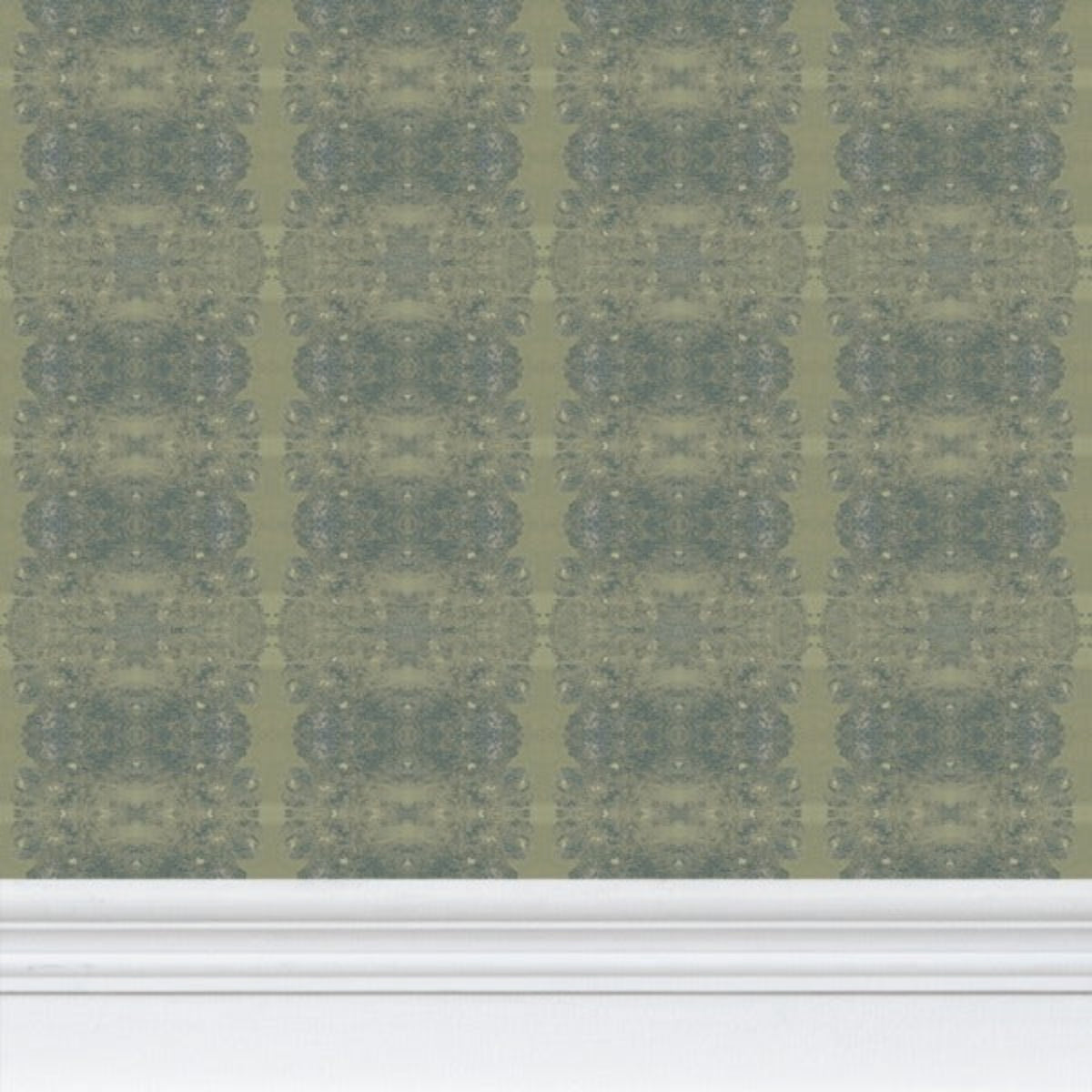 Luxury abstract wallpaper in rich rosemary green tones with layered organic movement and artistic detail, designed for modern traditional interiors, luxury bedrooms, powder rooms, dining spaces, and collected contemporary homes. Sustainably printed in England by Truett Designs.