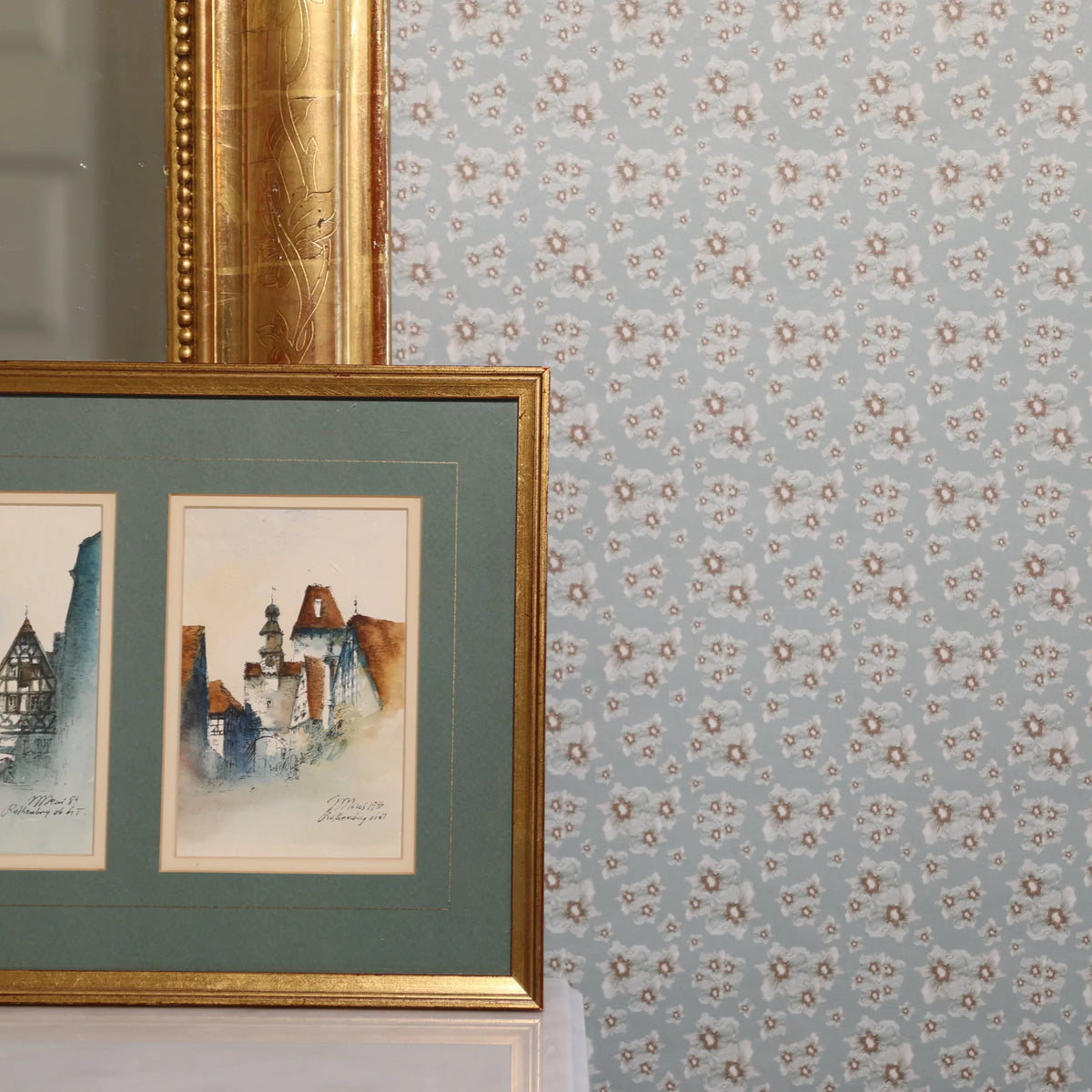Cottage Garden luxury wallpaper with a small-scale floral pattern inspired by traditional English gardens, ideal for custom interiors, refined bedrooms, charming powder rooms, tailored living spaces, and luxury residential design projects.