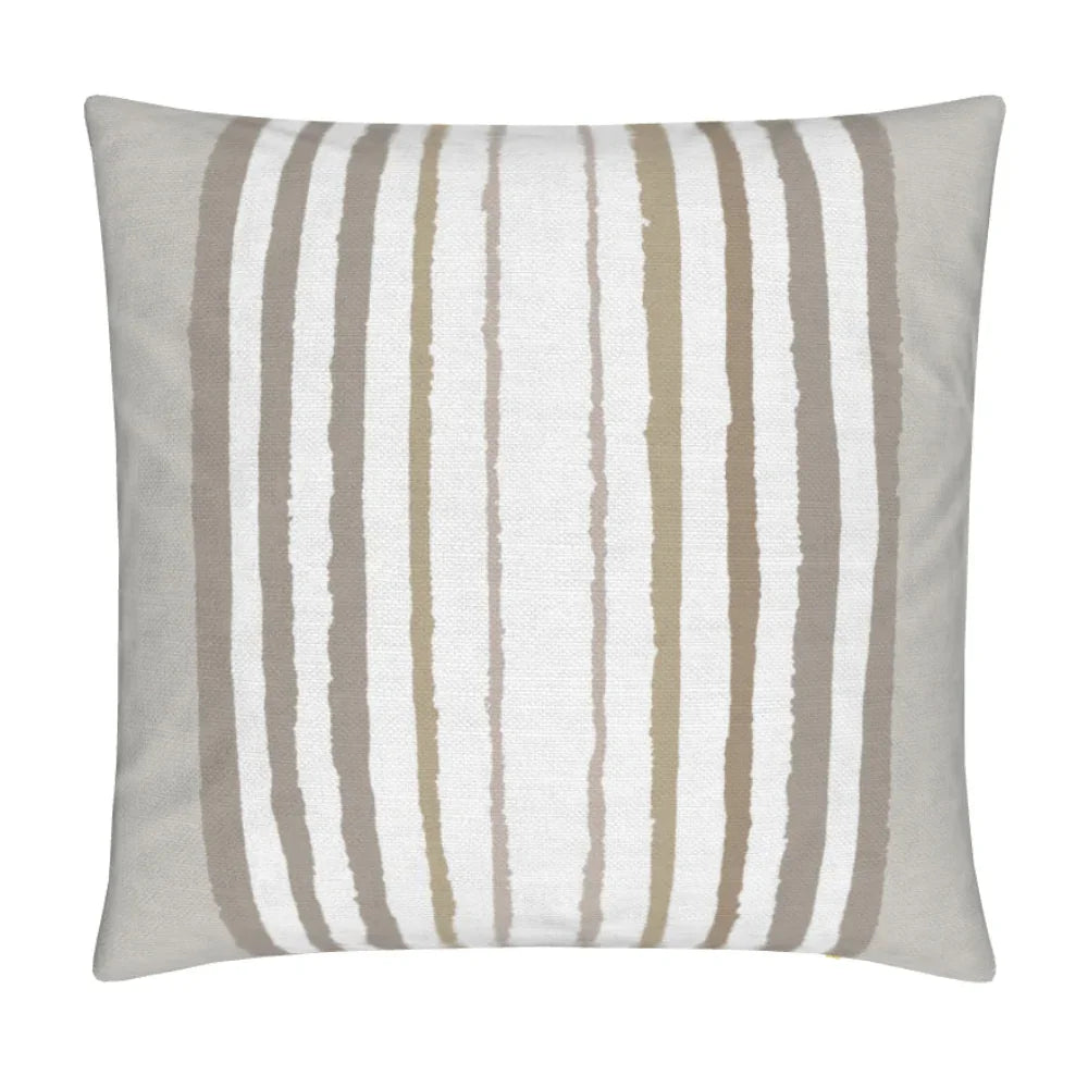 Brother Stripe in Neutrals Luxury Pillow by Truett Designs featuring an artistic stripe pattern in warm neutral tones. Handcrafted in England from sustainably printed luxury fabric, this designer decorative pillow adds structure, texture, and timeless elegance to sofas, beds, and accent chairs. A versatile favorite for interior designers, it pairs beautifully with florals, botanicals, grasscloth, natural linens, and tailored upholstery in luxury residential interiors.