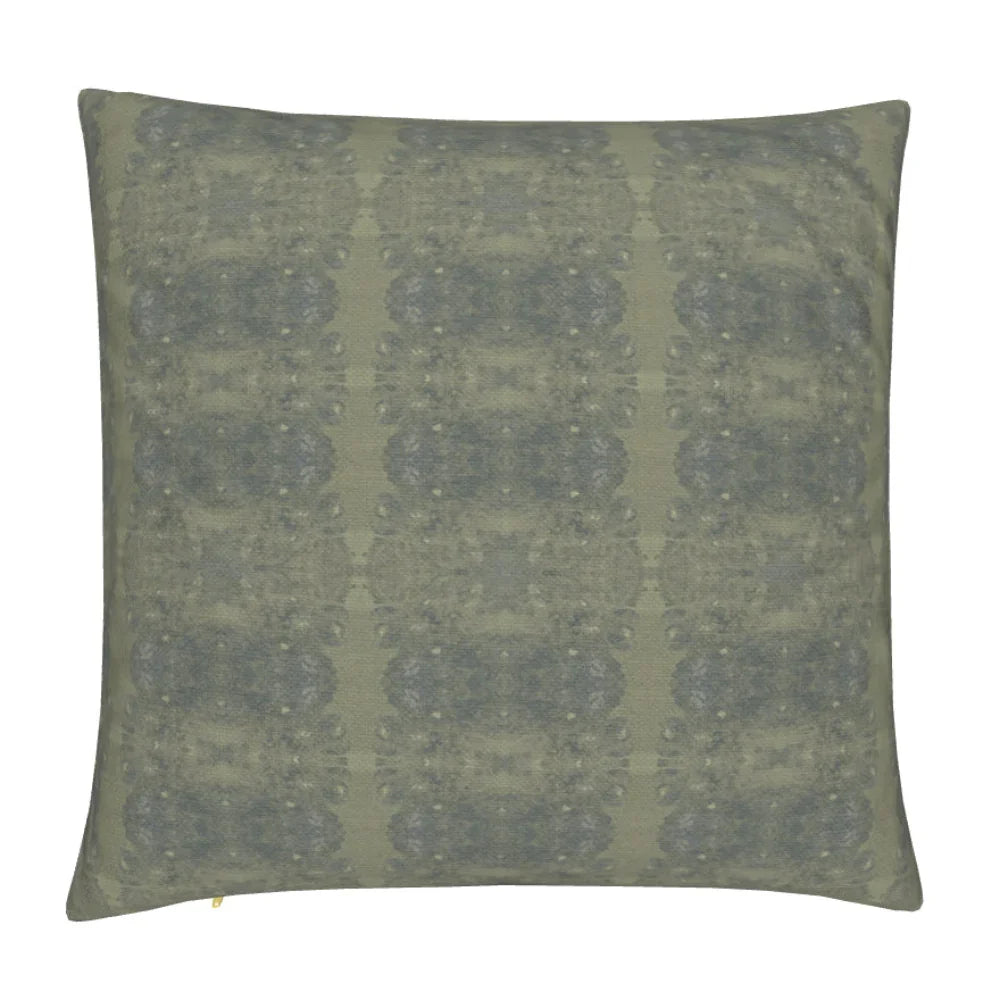 Centerpiece Rosemary luxury pillow featuring an abstract floral pattern in soft green tones, handcrafted in England for layered living rooms, bedrooms, and designer-curated interiors.