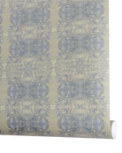 Luxury abstract wallpaper in rich rosemary green tones with layered organic movement and artistic detail, designed for modern traditional interiors, luxury bedrooms, powder rooms, dining spaces, and collected contemporary homes. Sustainably printed in England by Truett Designs.