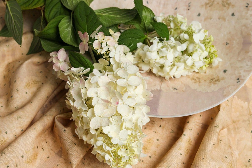 Centerpiece White Hydrangea Luxury Fabric Small Repeat - Truett Designs