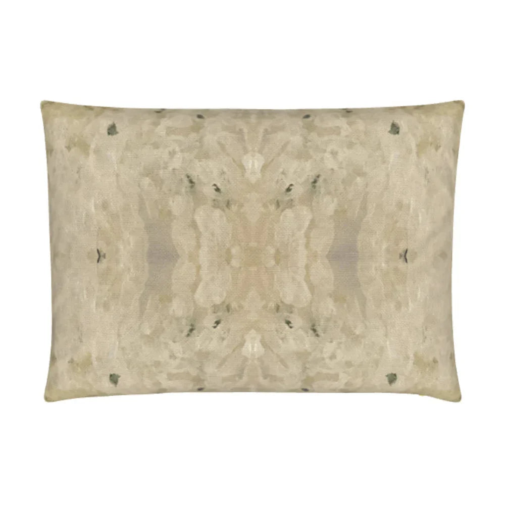 Centerpiece White Hydrangea luxury decorative pillow featuring a large-scale abstract floral pattern in layered white, cream, and deep olive green tones, handcrafted in England for luxury living rooms, designer-curated interiors, tailored upholstery, and thoughtfully layered homes.