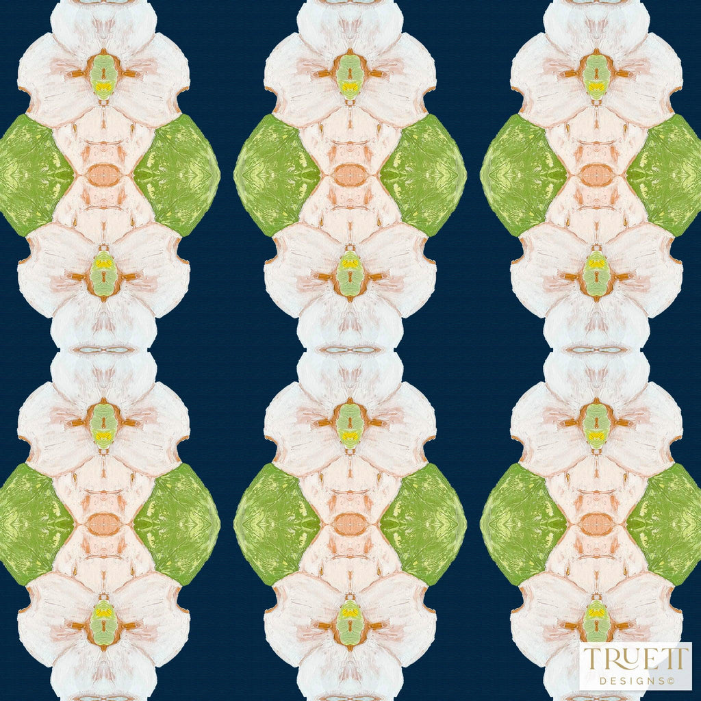 Flowering Dogwoods Navy Fabric - Truett Designs