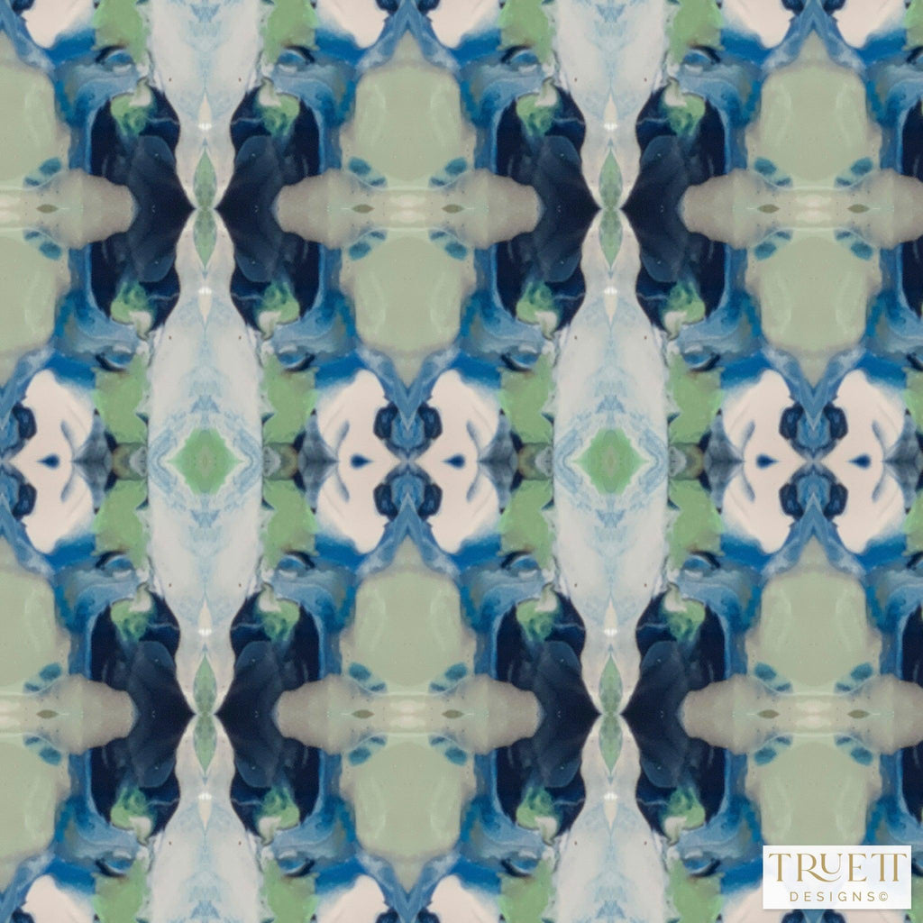 Geometric Navy & Sage Small Repeat Fabric - Truett Designs