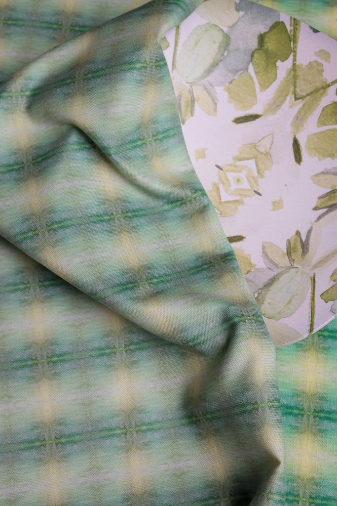 Painted Plaid Springy Green Fabric - Truett Designs