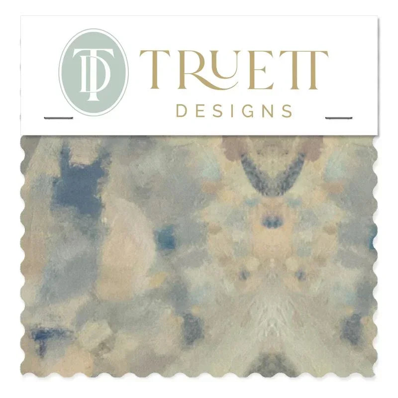 Luxury abstract fabric with layered organic movement inspired by Colorado River rock, designed for drapery, upholstery, bedding, and modern traditional interiors. Large-scale pattern with soft tonal variation and natural texture for collected luxury homes. Sustainably printed and handcrafted in England by Truett Designs.