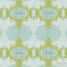 Designer abstract wallpaper in chartreuse green and soft blue with an organic geometric motif, ideal for modern traditional interiors, statement walls, and layered homes.