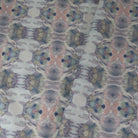 Luxury abstract fabric featuring flowing landscape-inspired movement in warm dusty neutral tones with hidden fox details for collected modern traditional interiors.