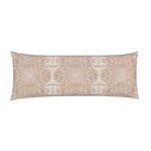 Trees Blush and Mocha Luxury Bolster Pillow by Truett Designs featuring an abstract botanical pattern in soft blush pink and warm mocha brown. Inspired by the beauty of nature and original artwork by Truett Fink, this luxury bolster pillow is handcrafted in England from sustainably printed fabric. Its sophisticated color palette and organic design bring warmth, depth, and effortless layering to beds, sofas, benches, and reading nooks. A refined choice for interior designers seeking luxury decorative pillows