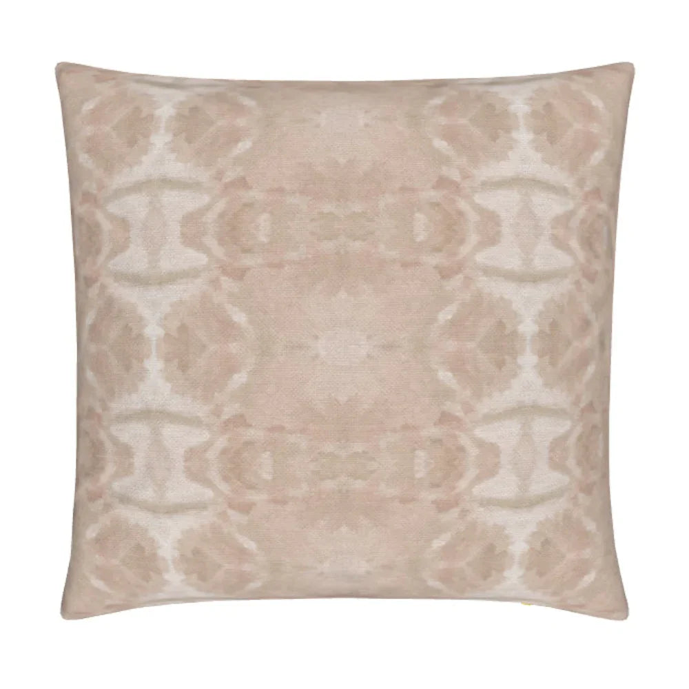Trees Blush & Mocha Luxury Pillow by Truett Designs featuring an abstract botanical pattern inspired by oak leaves in soft blush pink and warm mocha brown. Handcrafted in England from sustainably printed designer fabric, this luxury decorative pillow adds warmth, texture, and layered elegance to sofas, beds, accent chairs, and window seats. Ideal for interior designers seeking artisan-crafted textiles, nature-inspired home décor, luxury throw pillows, and timeless accents for traditional, transitional, and 