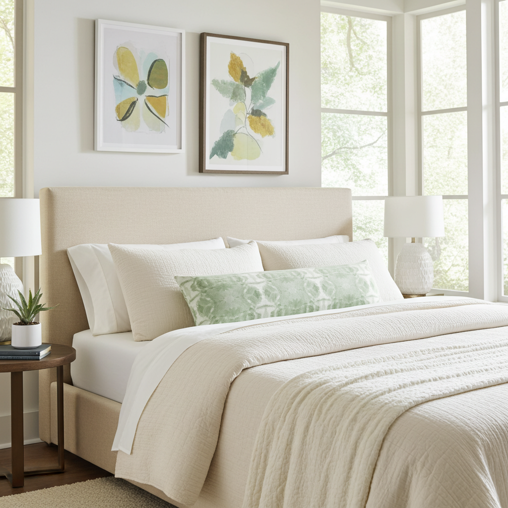 Luxury jade green abstract bolster pillow with painterly organic design, handcrafted in England for contemporary and modern traditional interiors.