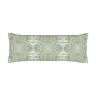 Luxury jade green abstract bolster pillow with painterly organic design, handcrafted in England for contemporary and modern traditional interiors.
