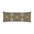 Luxury cognac brown abstract bolster pillow with painterly organic design, handcrafted in England for contemporary and modern traditional interiors.