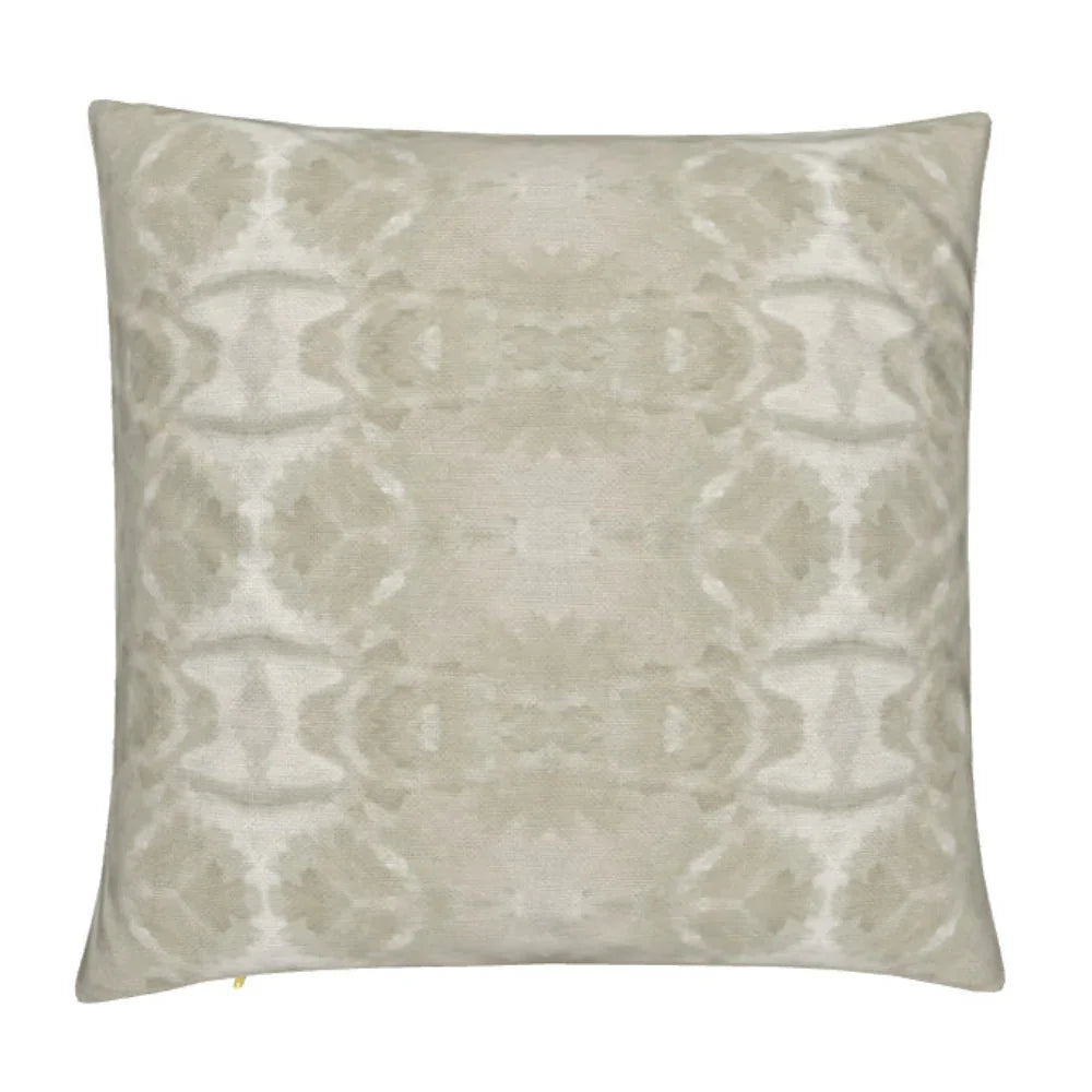 Trees Putty luxury decorative pillow featuring an abstract organic pattern in warm neutral tones, handcrafted in England for luxury living rooms, designer-curated interiors, modern traditional homes, and layered interior design projects.