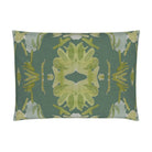 Wildflowers I Dark Green luxury pillow featuring a large-scale abstract floral pattern in rich green tones, handcrafted in England for layered designer interiors, luxury living rooms, and thoughtfully curated home