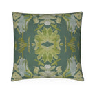 Wildflowers I Dark Green luxury pillow featuring a large-scale abstract floral pattern in rich green tones, handcrafted in England for layered designer interiors, luxury living rooms, and thoughtfully curated home