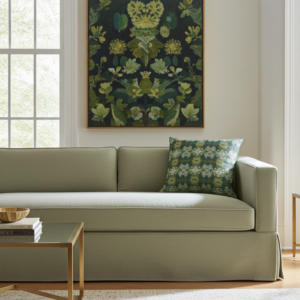 Wildflowers I Dark Green luxury pillow featuring a small repeat botanical pattern in deep green hues, ideal for modern traditional interiors, luxury living rooms, designer bedrooms, and layered home decor.
