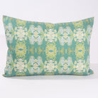 Wildflowers I Dark Green luxury pillow featuring a small repeat botanical pattern in deep green hues, ideal for modern traditional interiors, luxury living rooms, designer bedrooms, and layered home decor. 
