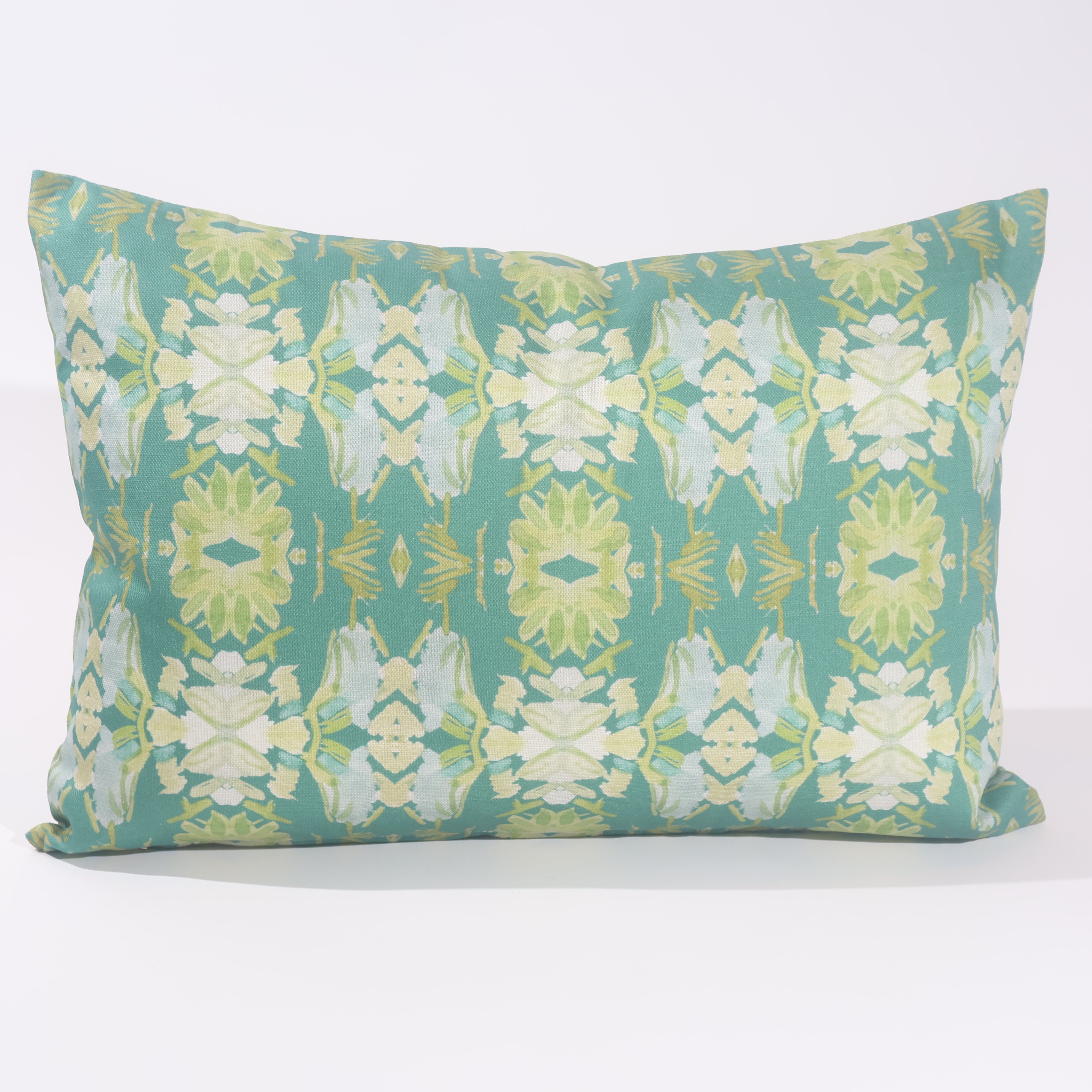 Wildflowers I Dark Green luxury pillow featuring a small repeat botanical pattern in deep green hues, ideal for modern traditional interiors, luxury living rooms, designer bedrooms, and layered home decor. 