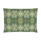 Wildflowers I Dark Green luxury pillow featuring a small repeat botanical pattern in deep green hues, ideal for modern traditional interiors, luxury living rooms, designer bedrooms, and layered home decor. 