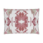 Wildflowers I Strawberry luxury decorative pillow featuring a large-scale abstract floral pattern in rich strawberry pink and red tones, handcrafted in England for luxury living rooms, designer-curated interiors, layered bedrooms, and modern traditional homes.