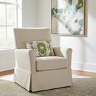Luxury white and apple green botanical pillow with large-scale floral pattern inspired by Alaska wildflowers, handcrafted in England for contemporary and traditional interiors.