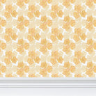 Luxury yellow floral wallpaper featuring the Trois Fleurs pattern, a non-directional botanical design ideal for walls, ceilings, breakfast rooms, powder rooms, and modern traditional interiors.