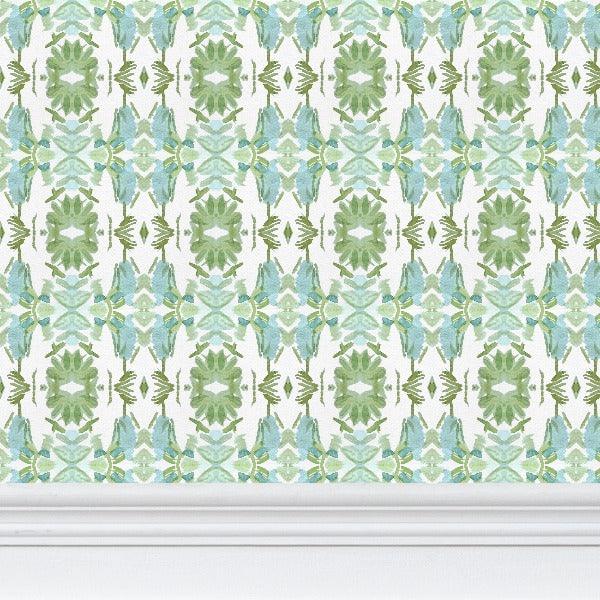 Wildflowers I Sage Green & Blue Wallpaper - Truett Designs